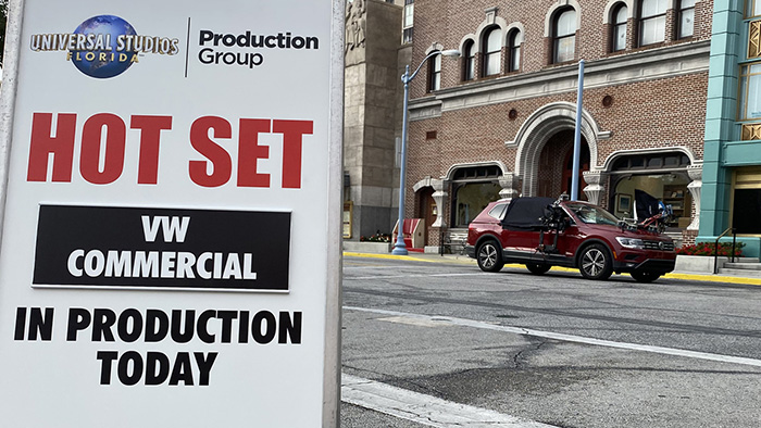 Universal Studios Florida Production Group Hot set for 2020 VW commercial shoot on the Backlot.