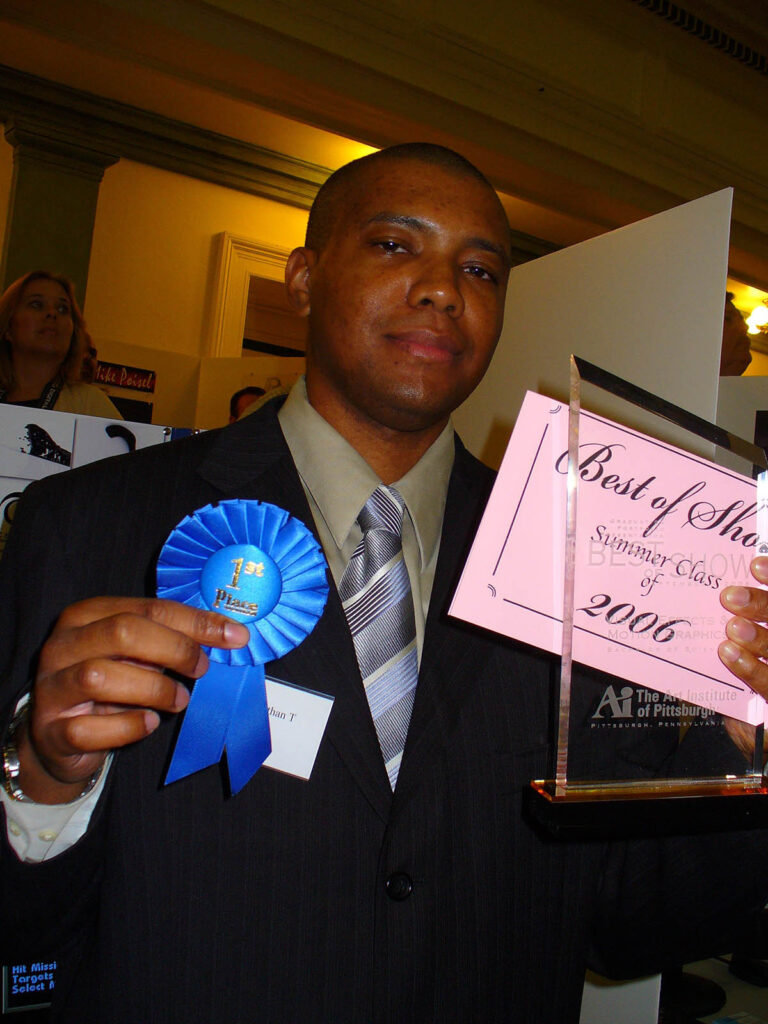 Jonathan Winbush a his graduation from the Art Institute